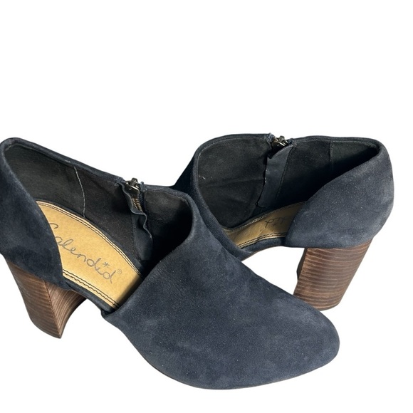 Splendid Daphne Navy Blue Suede Heeled Booties Sz 10 - Picture 3 of 8